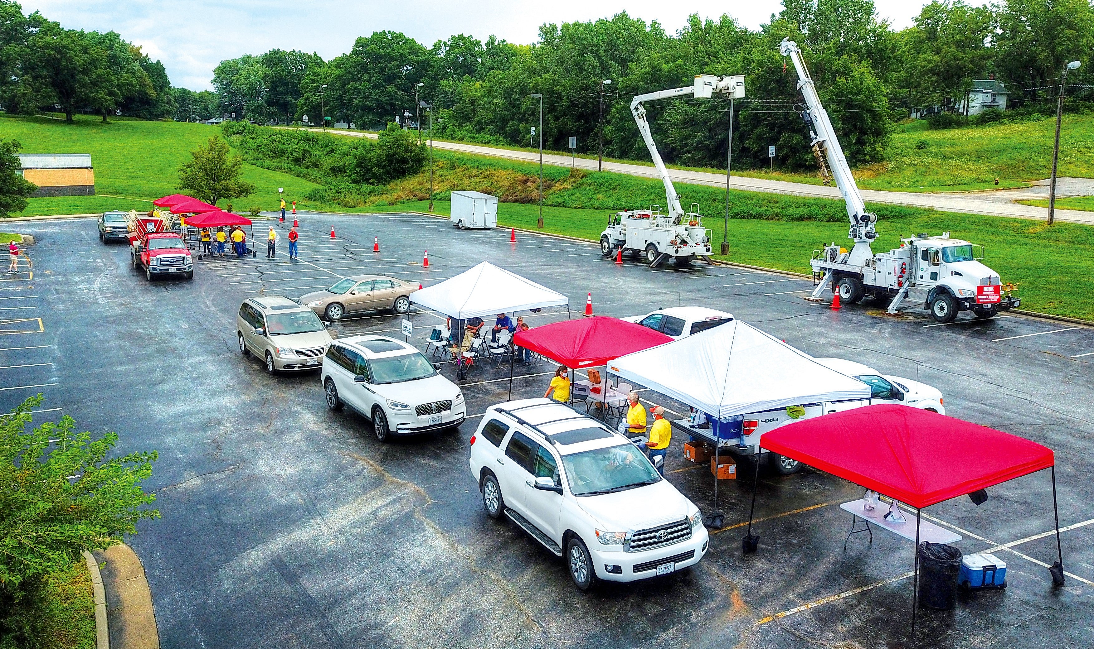 Arial photo of drive-thru annual meeting